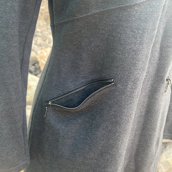 Athleta Celebration long sleeve v-neck mini dress  retro zipper pockets size SP - Picture 5 of 11